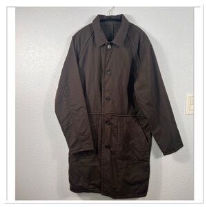 TheTerritory Ahead Wool/Cotton Dark Brown Reversible Oversized Overcoat Sz S NWT